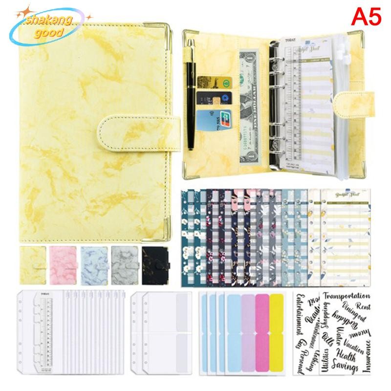 Skth กระเป๋าสตางค์ หนัง PU ขนาด A6 ประหยัดเงิน สําหรับใส่สมุดแพลนเนอร์ เงินสด จดหมาย