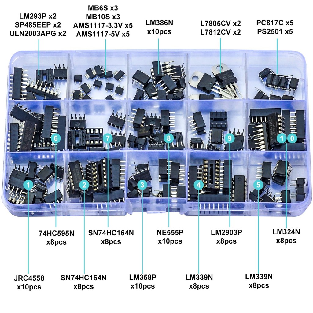 DIP Integrated Circuit JRC4558 LM358P 74HC595N NE555P LM324N ULN2003APG AMS1117-3.3V LM386N L7805CV 