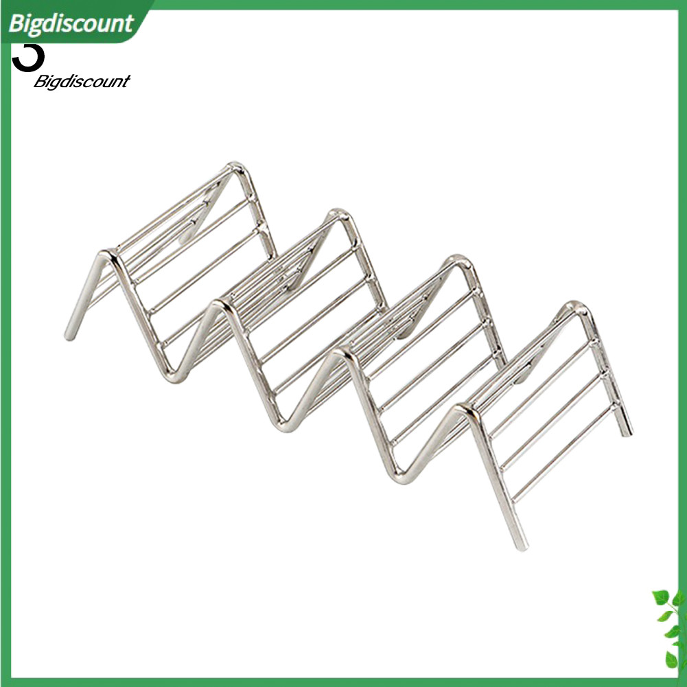 {BIG} Hard Wave Stainless Steel Mexican Food Rack Stand Shell Taco Holder Display