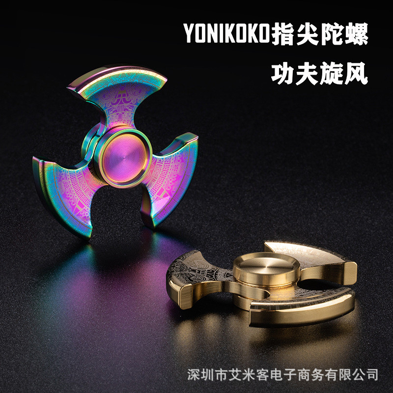 Fidget Spinner สแตนเลส Tomahawk Finger Spinner Cyclone Seiko สแตนเลสที่มีสีสัน R188S แบริ่งหมุน 4.6