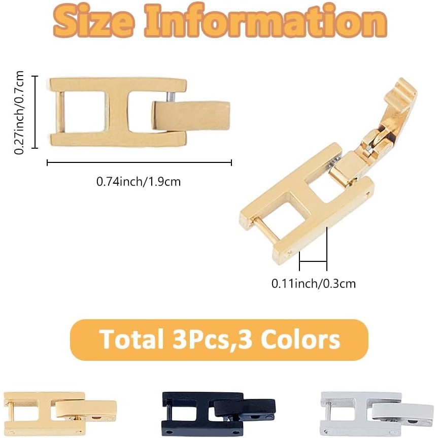 SUPERFINDINGS สแตนเลสนาฬิกา Extension Clasp Square Quick Release เปลี่ยนสายโลหะนาฬิกาสร้อยคอสร้อยข้อ