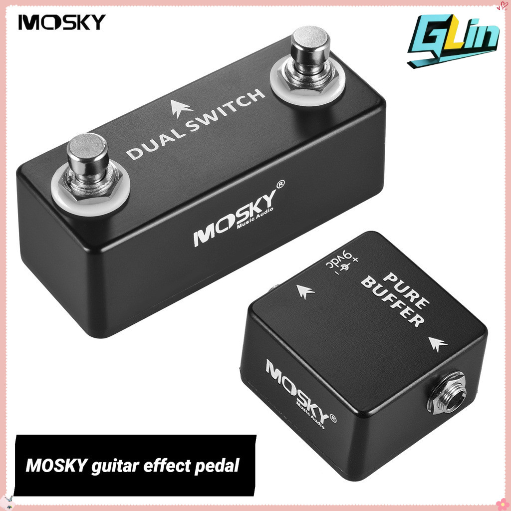MOSKY สวิตช์เท้าคู่ แป้นเหยียบเอฟเฟกต์กีตาร์ - สวิตช์คู่ + สวิตช์ TAP, ฟังก์ชั่น BUFFER บริสุทธิ์ & เปลือกโลหะเต็ม, อุปกรณ์เสริมกีตาร์