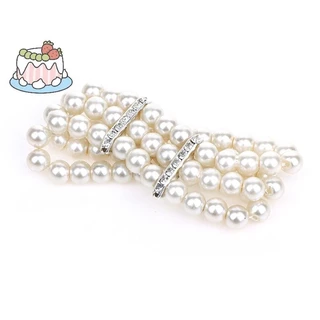 สร้อยข้อมือมัลติเลเยอร์Pearl Rhinestone แบบยืดหยุ่น ไข่มุกจำลอง เครื่องประดับสำหรับผู้หญิง และเป็นของขวัญที่สวยงาม