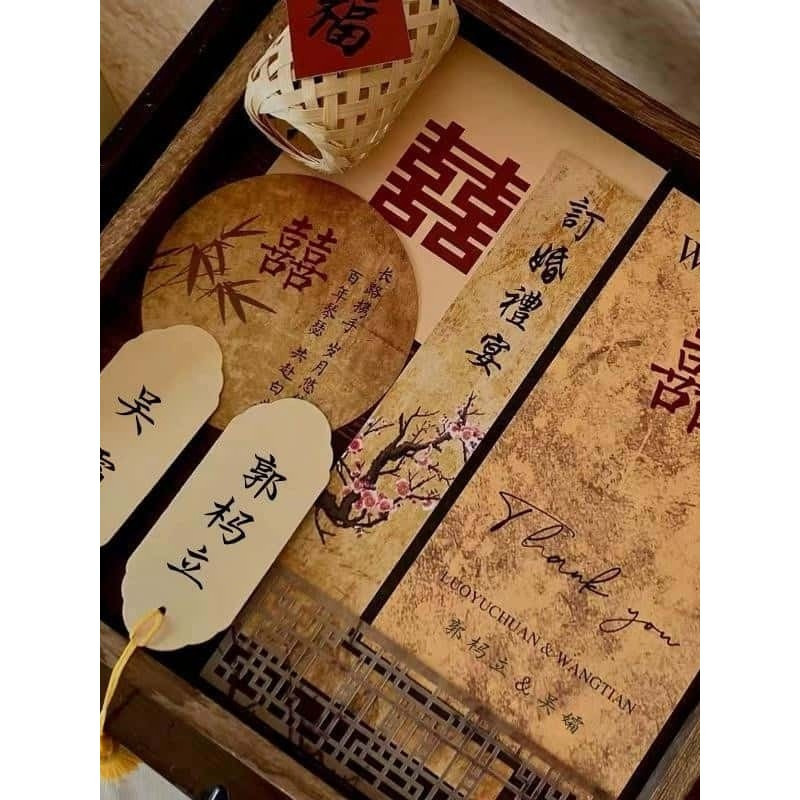 Declaration Simple Book ที่กําหนดเองหมั้น VVDW สไตล์โบราณหนึ่งคู่ของ Vows ขั้นสูง Niche Card Vow Car