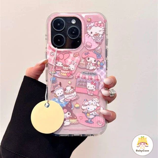 เคสไอโฟน 14 สำหรับ iPhone 11 16 12 15 13 Pro Max 16 14 15 Plus 12 13 15 16 Pro เค้กเมโลดี้เฮลโลคิตตี้สุดน่ารักปกใหม่ IMD