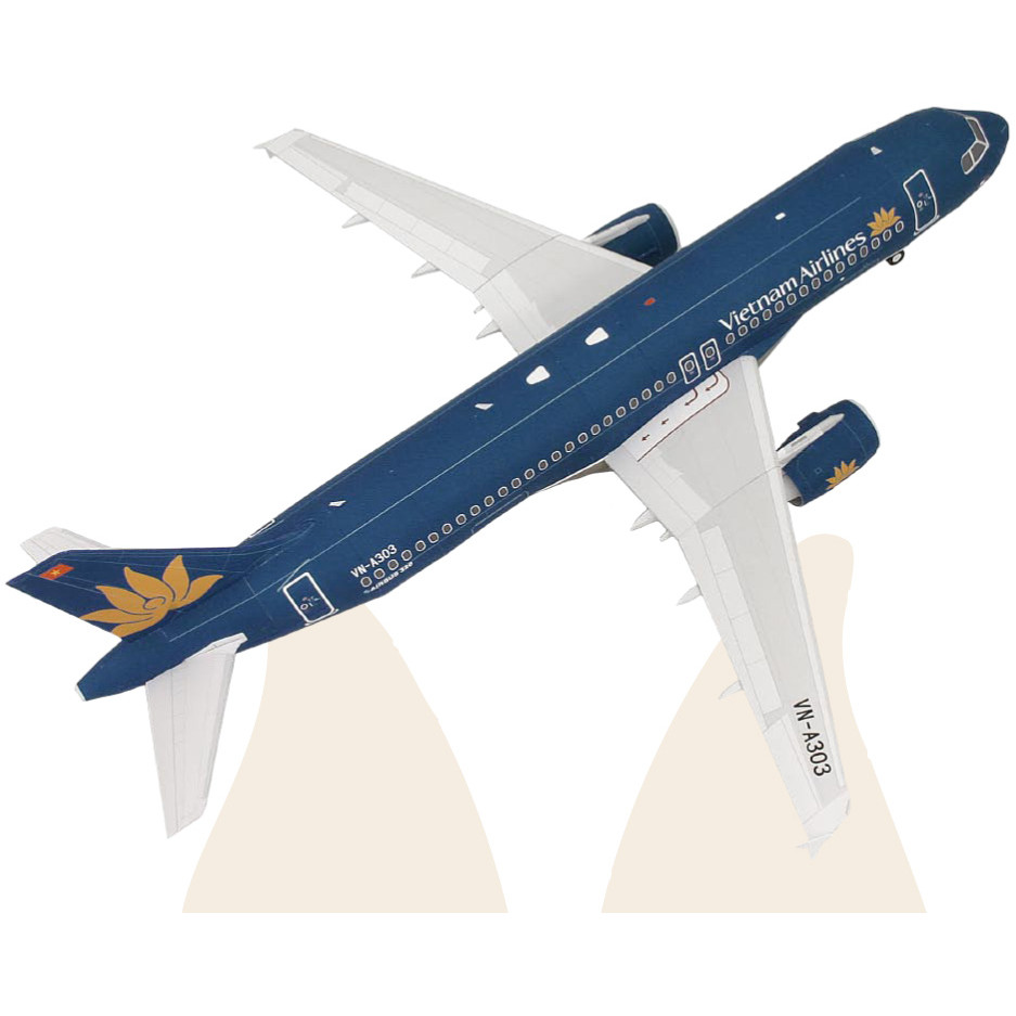 ทําด้วยมือ diy Vietnam Airlines บริษัท Airbus A320 เครื่องบินโดยสารกระดาษรุ่น 3D เครื่องบินสามมิติเค
