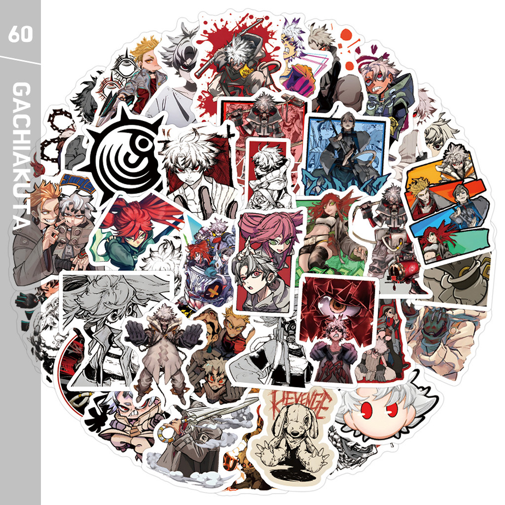 ชุดสติ๊กเกอร์ GACHIAKUTA ชุดสติกเกอร์กราฟฟิตีกันน้ำอะนิเมะ, 60 แผ่น/ชุด