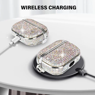 กล่องหูฟังเพชรสำหรับ Airpods 1 2 3 4 Airpods Pro 2 3 เคส หูฟัง Diamond Case