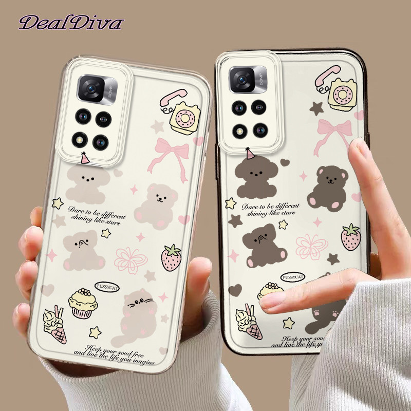 เคสโทรศัพท์ Hollow หมีขนมเหมาะสําหรับ Redmi หมายเหตุ 10 12 13C 13 9C 10A 9C 9 9A 13 8 A3 11 11s 14 1