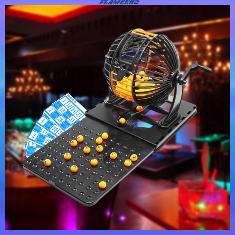 [Flameer2] Family Bingo Lotto Game Bingo Set Bingo Chips Classic Lucky Ball Machine for Holiday Part
