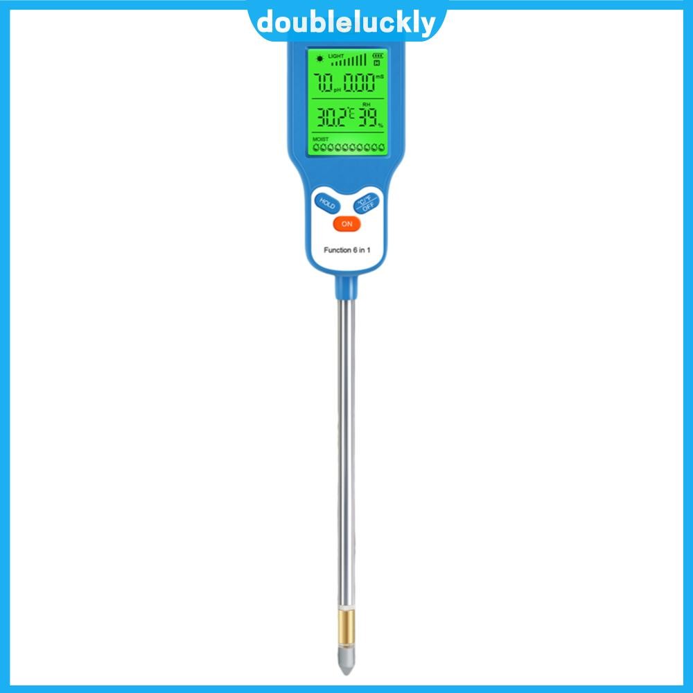 ✿ดล1♣  6 in 1 Digital Soil Test Meter PH Meter/Fertility/Temp/Moisture/Sunlight/Hummidity Soil Detec