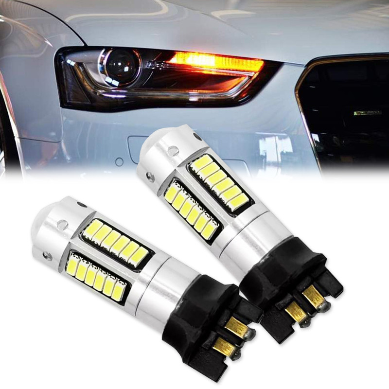 2pcs PW24W PHY24W ไฟเลี้ยว LED 4014 30smd DRL ไฟวิ่งกลางวัน CANBUS รถ LED หมอกโคมไฟสีขาวสีแดง Amber 