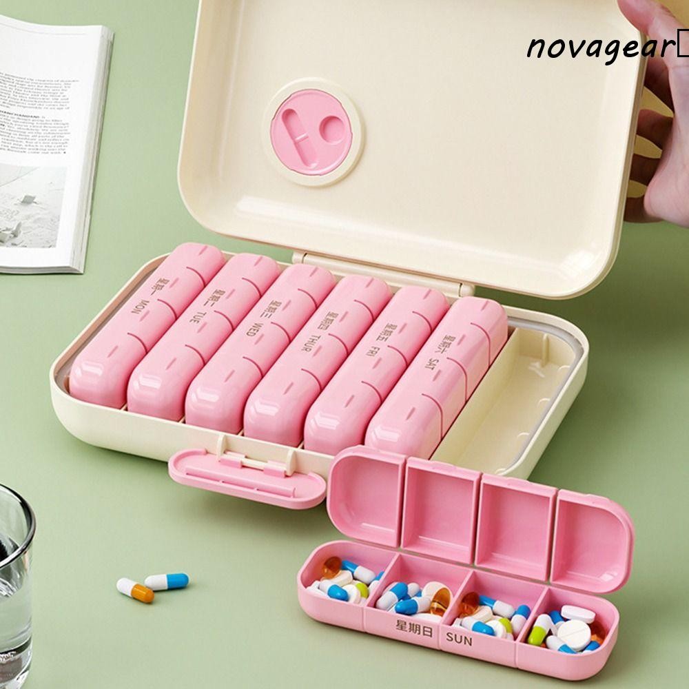 โนวาเกียร์​ ที่เก็บยา7วัน,กันฝุ่น21/28ตารางกล่องยาทุกวัน,ยาOrganizerกันน้ําความชื้นWeek Markรายสัปดา