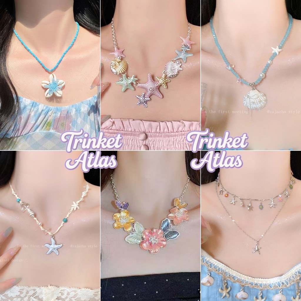 สร้อยคอ จี้ดอกไม้ ลูกปัดตกแต่ง y2k หลากหลายสไตล์ หรูหรา สำหรับผู้หญิง แฟชั่น ส่งเร็ว COD