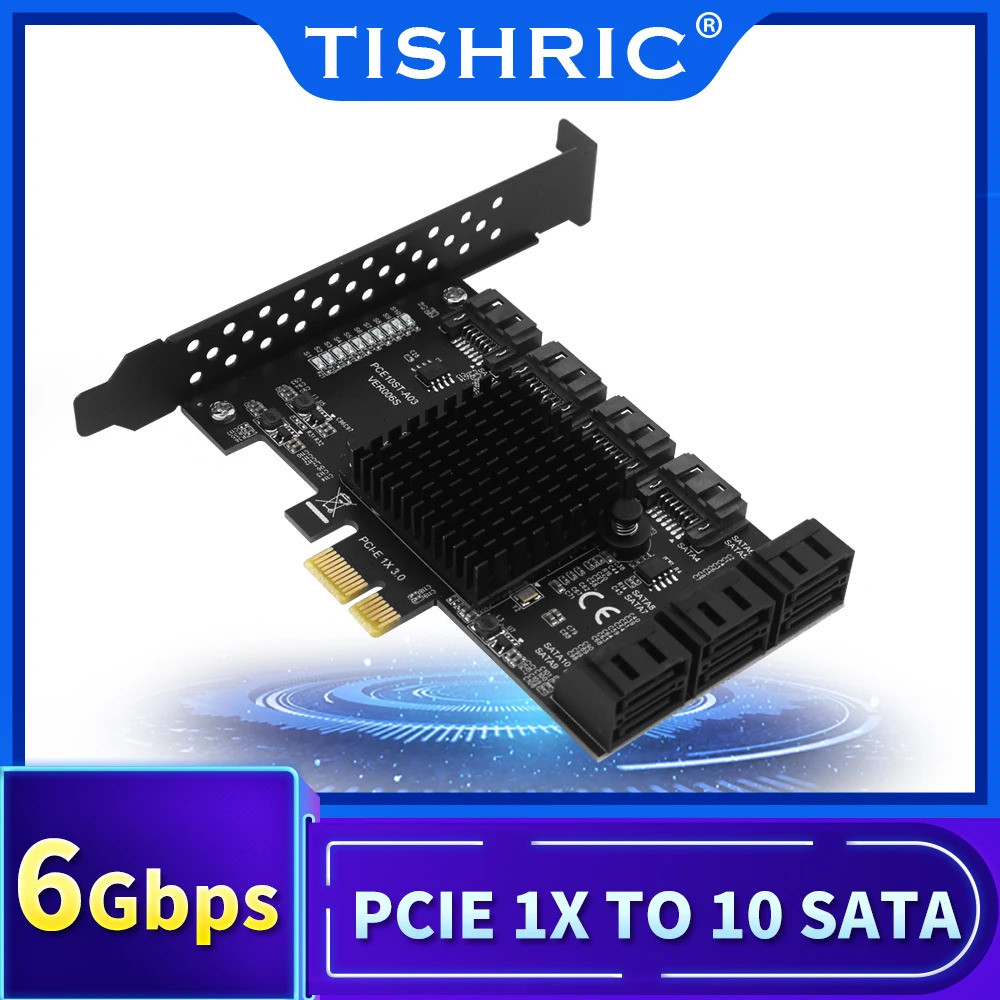 TISHRIC PCIE SATA Controller PCI-E 1X 4X PCI Sata การ์ดขยาย PCI Express 2/4/6/8/10 พอร์ต Sata3.0 PCI