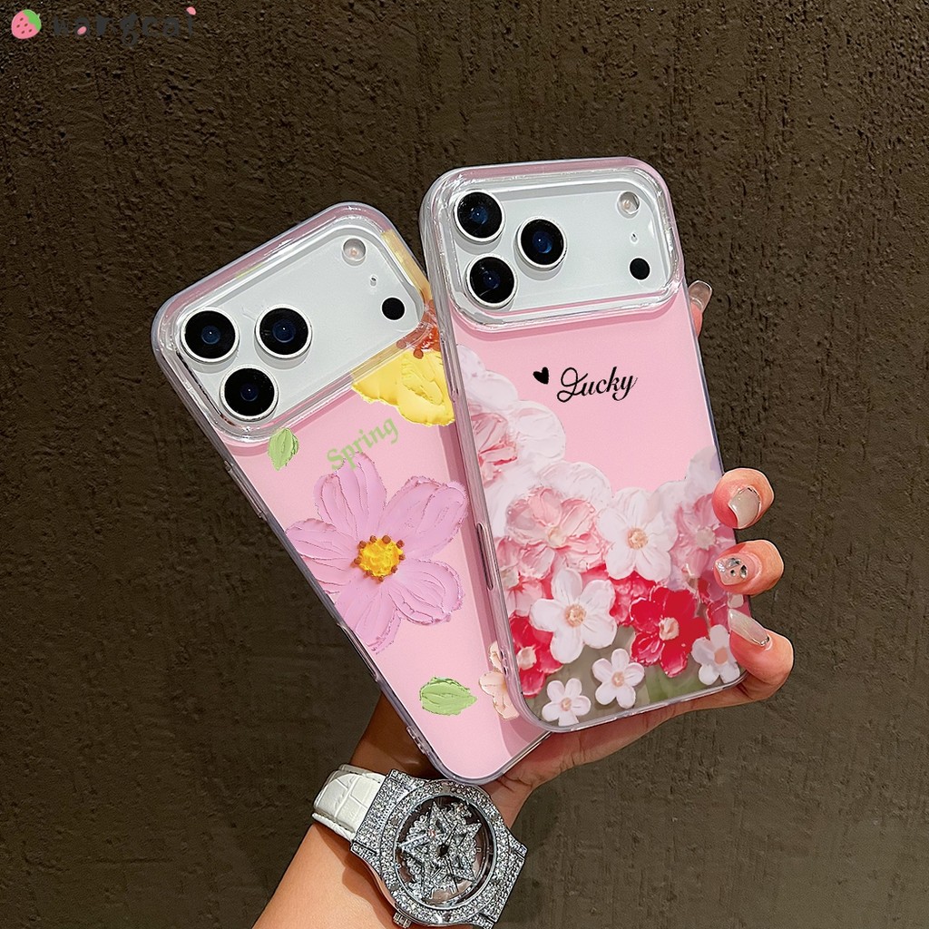 สําหรับVivo X200 X200S S30 Pro Mini FE X100 Ultra X100S X90 X80 S1 Pro Y9s X0 X60 X50 Liteเคสโทรศัพท์ทาสีสายดอกไม้สีชมพูครีมดอกไม้สีสันหรูหราปลอกกรณีปกหลัง