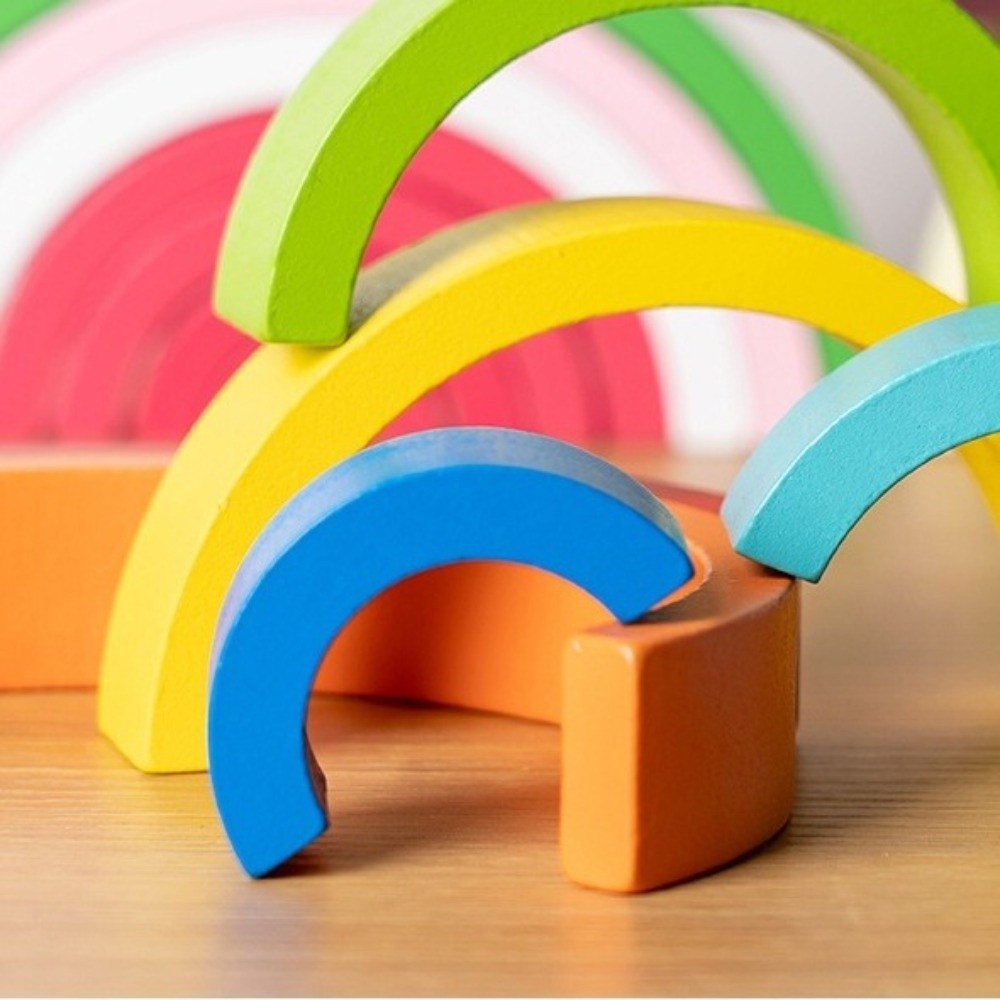 เมื่อไร สายรุ้งอาคารบล็อก,ไม้สีรุ้งสีไม้ซ้อนกันของเล่น,แบบพกพา ทําเอง ซ้อนออกแบบสีองค์ความรู้โค้งสะพานบล็อกเด็กเล่ - รูปที่ 4