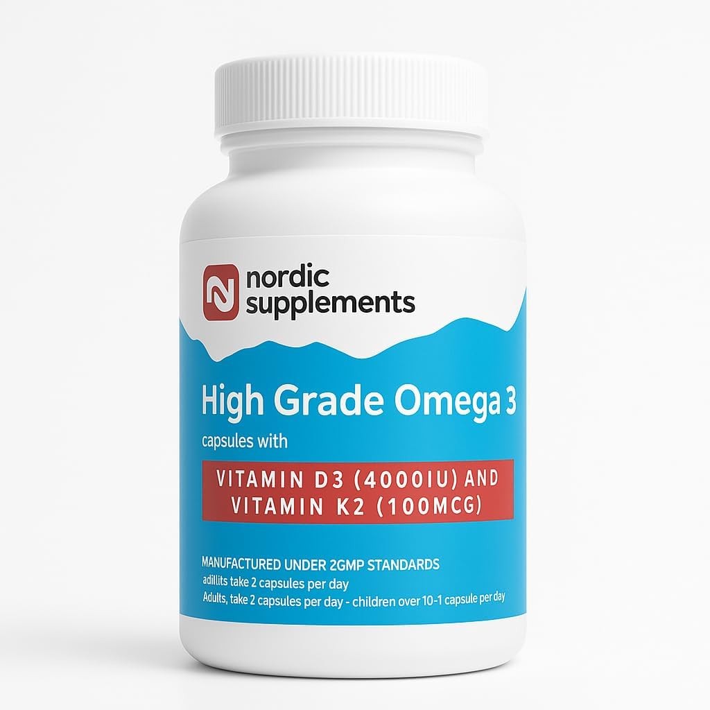 อาหารเสริมนอร์ดิก® น้ํามันปลาโอเมก้า 3 1000มก. พร้อมวิตามิน D3 4000IU & K2 MK-7 100μg – สูตรสามความแ