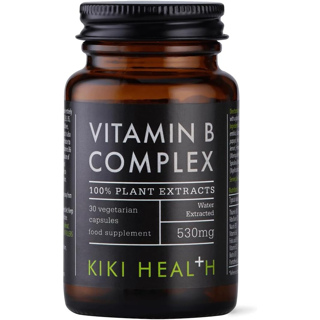 KIKI Health วิตามินบีคอมเพล็กซ์จากพืชรวมถึง B1, B2, B3, B5, B6, B7, B9 และ B12 | วิตามิน B มังสวิรัต