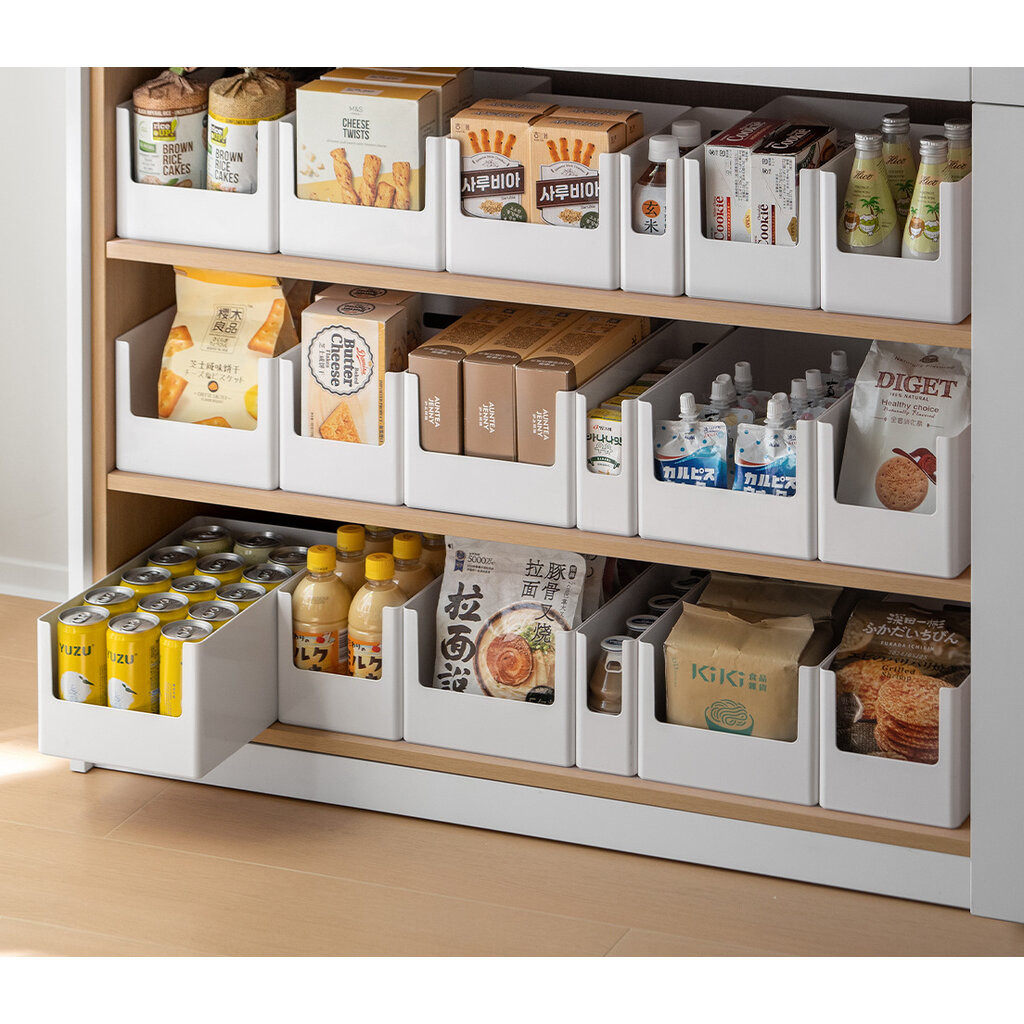 Omocha | กล่องจัดระเบียบตู้ครัว กล่องจัดของในตู้ Pantry Organizer Cabinet Storage Box สีขาว