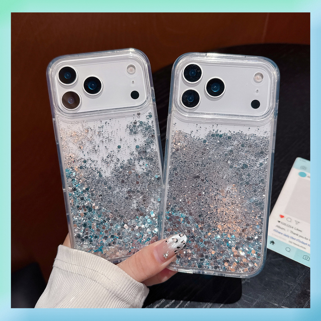 Glitter Silver Blue Luxury Case เหมาะสําหรับเคสโทรศัพท์ iPhone 17Promax 16 15plus 14 13 12 air – โปรปัง