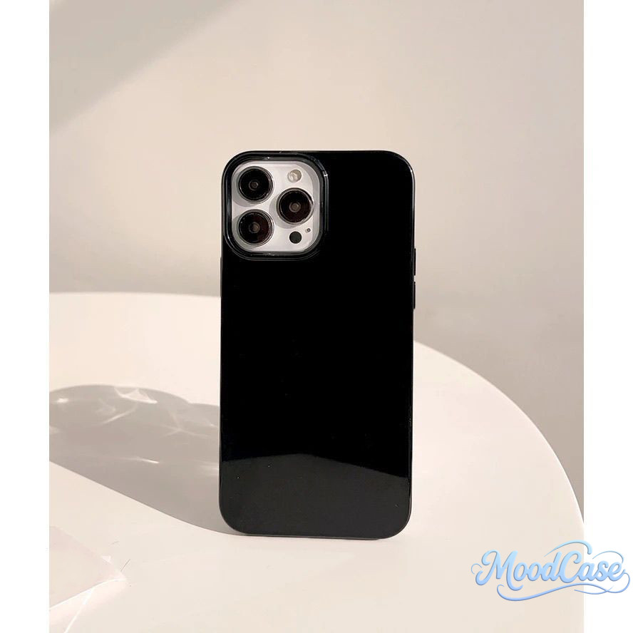 เคสไอโฟน 12 สำหรับ iPhone 16 14 13 11 15 Pro Max 16 15 7 8 Plus 12Mini X XR XS Max ฝาปิดพื้นผิวมันวาวหรูหราสีทึบเย็นตา