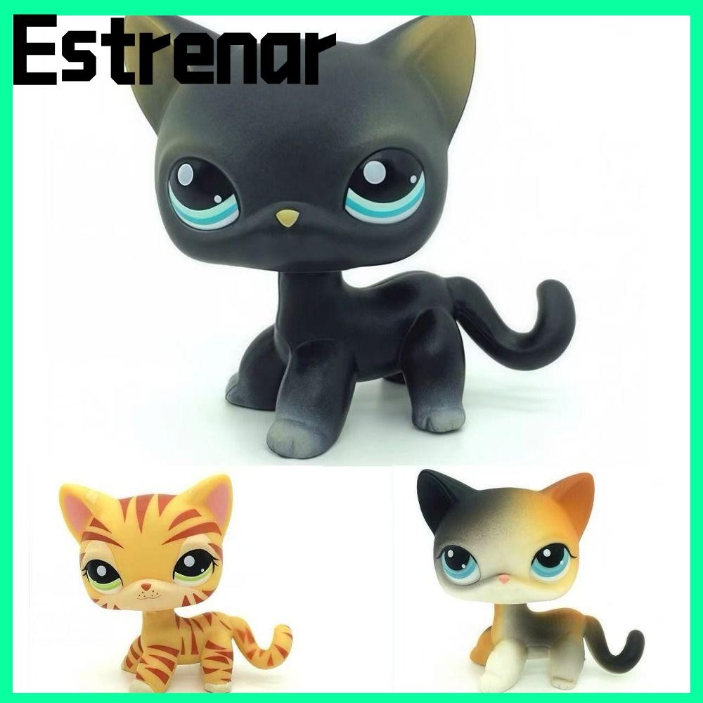 ESTRENAR Pet Shop Toy, Mini Stands ของเล่น Lps, ผมสั้น Blue Eyes ลูกแมว Old Figures Collection