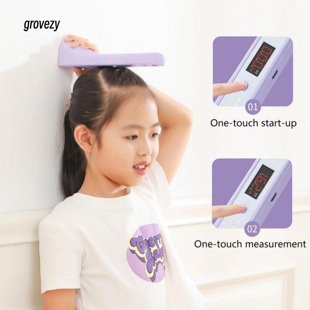 GROVEZY เครื่องวัดความสูง, ไม้บรรทัดความสูงอิเล็กทรอนิกส์ที่แม่นยําอัลตราโซนิก, เครื่องมือวัดความสูงแบบชาร์จไฟได้แบบพกพาเด็ก