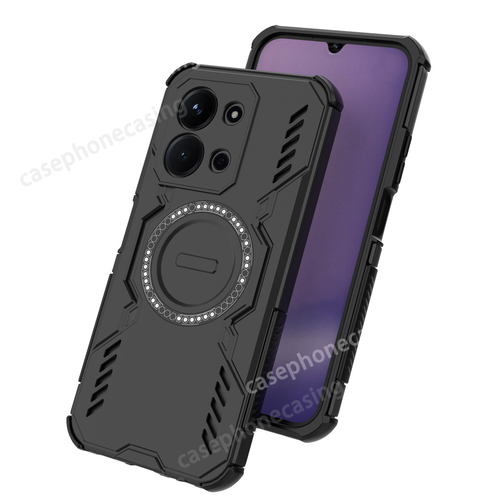 เคสโทรศัพท์สําหรับ Poco C85 C75 2025 เคสโทรศัพท์แม่เหล็กไร้สาย Hard เลนส์ป้องกัน Hollow Out ฝาหลัง