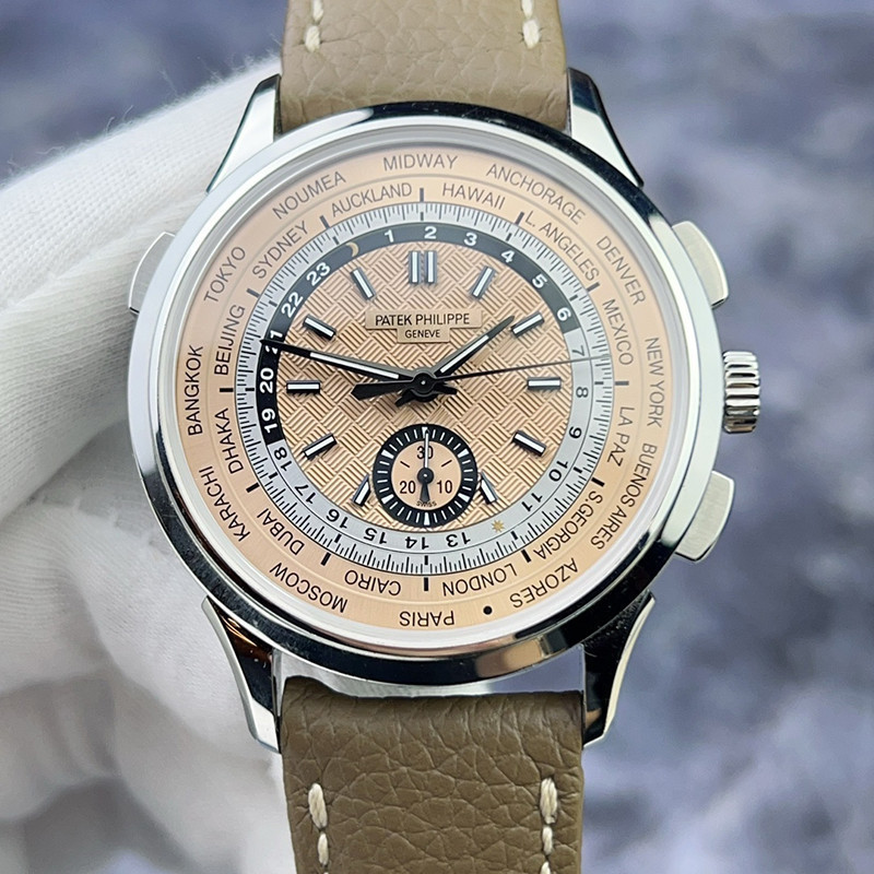 Patek Philippe Philippe Complex Function Timepiece 5935A-001 วัสดุสแตนเลส หน้าปัดปลาแซลมอน นาฬิกาผู้