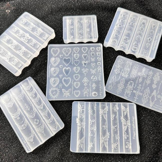 Nf Baroque Heart สร้อยคอฝรั่งเศสผีเสื้อดอกไม้ 3D อะคริลิคเล็บแม่พิมพ์ DIY ตกแต่งเล็บโปร่งใสแม่แบบ no