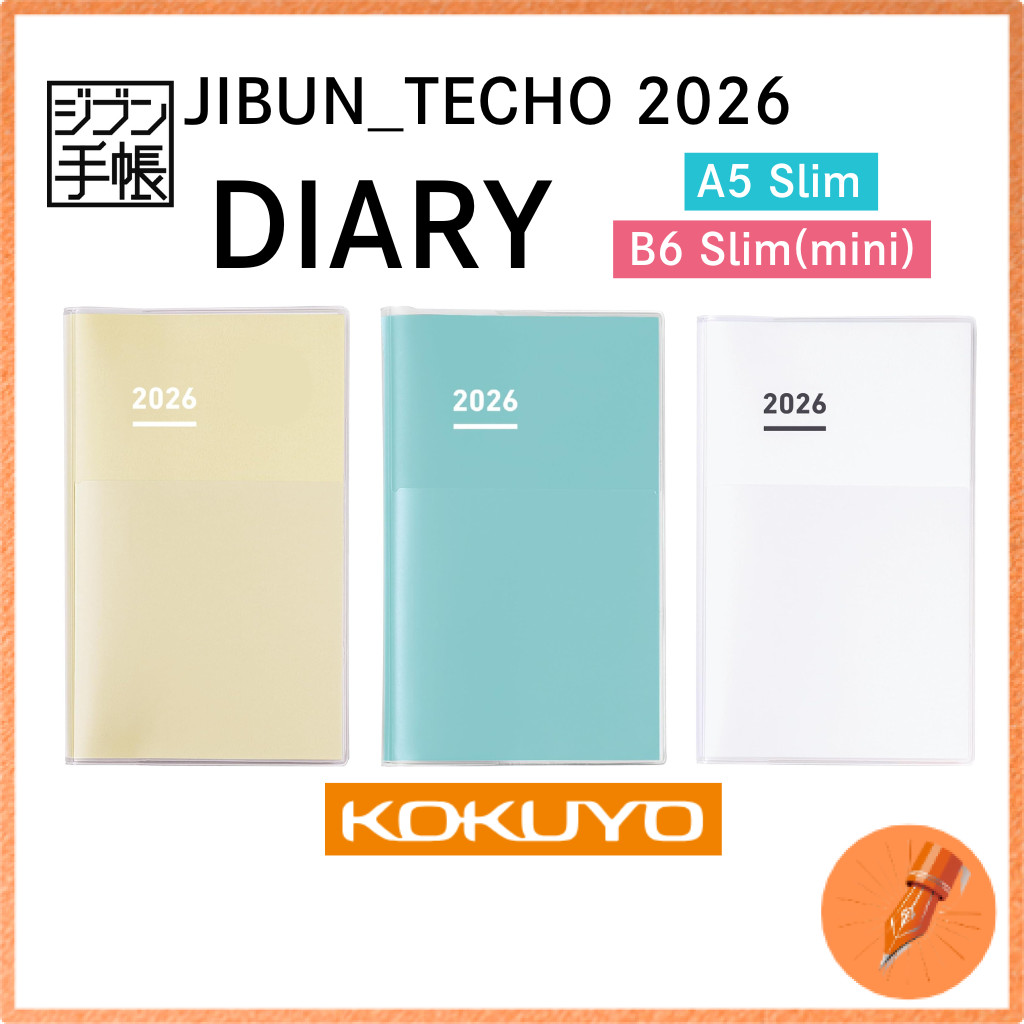 Kokuyo Jibun Techo Diary 2026 Monthly Weekly Slim Planner