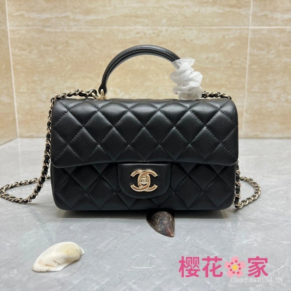 [Channel Niu Goods] Channel cf mini handle bag Portable Style 21s Diamond bag กระเป๋าสะพาย Messenger