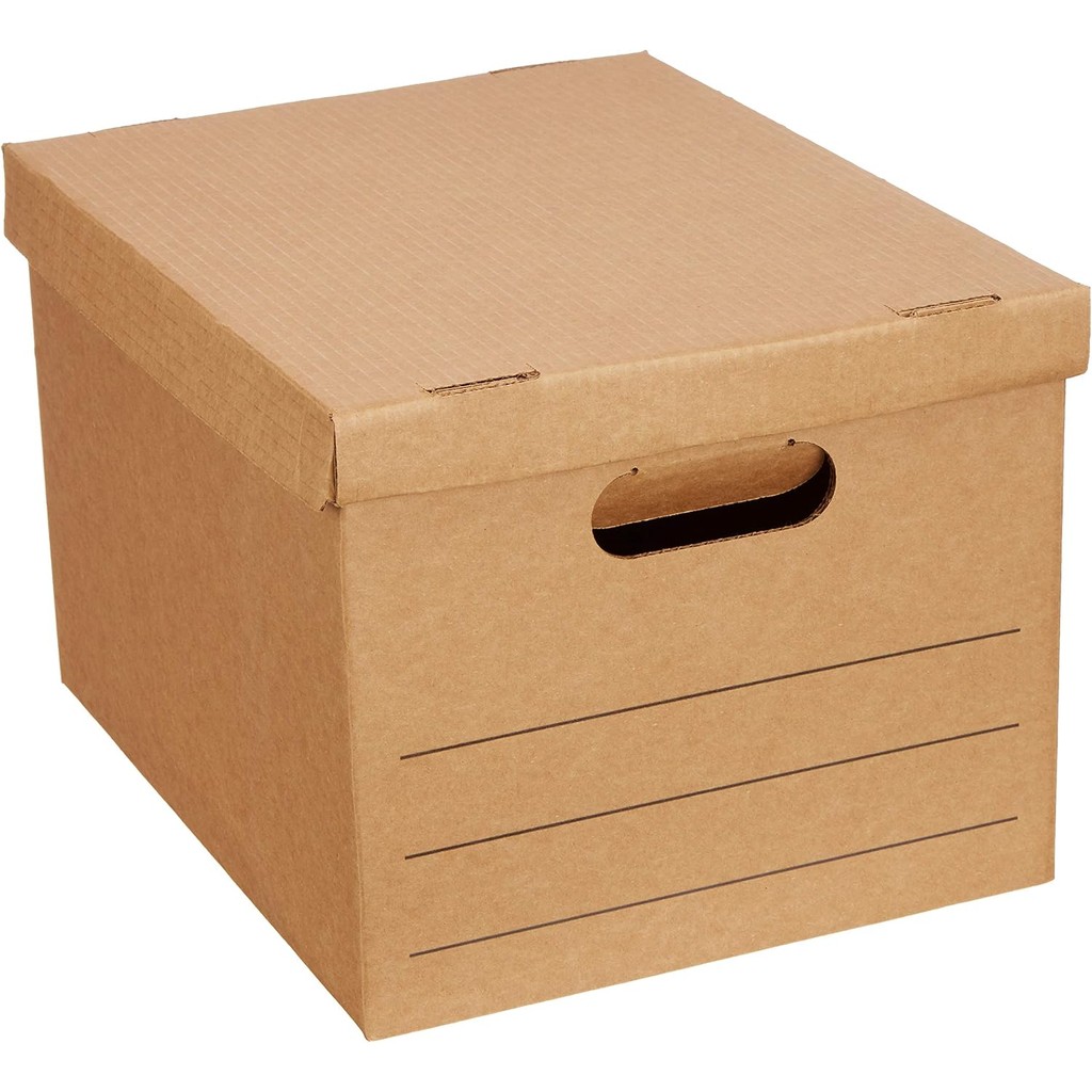 Basics Moving Boxes with Handles and Lids, 15x10x12 in, Brown, 20 Pack