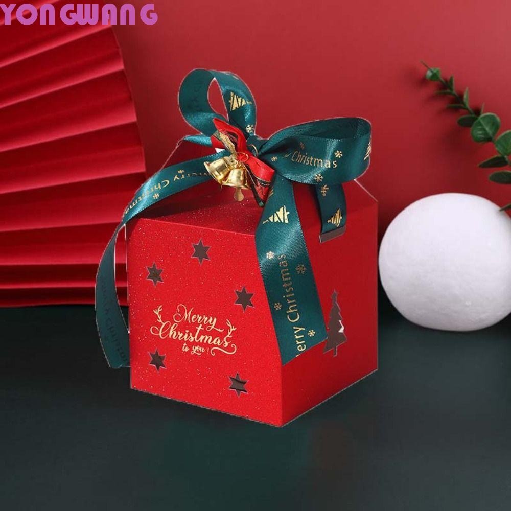 YONGWANG66HR 6PCS Christmas Packing Box, Square Glitter Christmas Candy Box, Baking Packing Box with