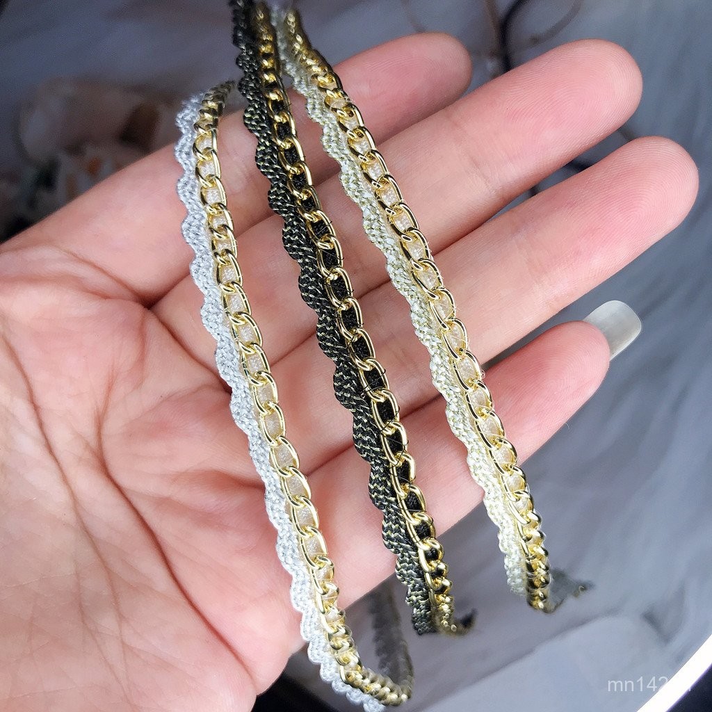 โลหะสีทองสีดําสีขาวฟันอุตสาหกรรมหนักทําเองขอบคลื่น เซนติเมตรลูกไม้0.7แอปริคอทไตรรงค์ขายส่งริบบิ้น SG