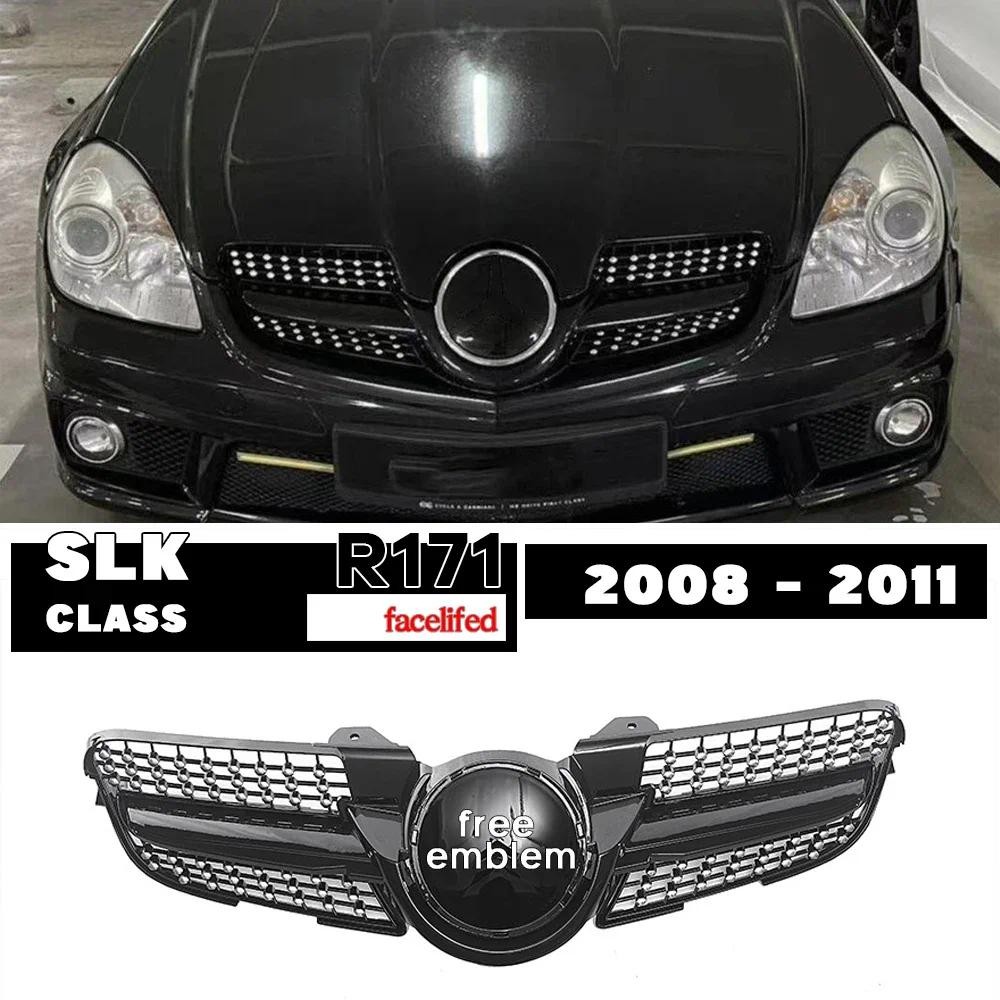 R171 หม้อน้ําด้านหน้า Diamonds Grille สําหรับ 2008 - 2011 Mercedes SLK Class Facelifted R171 SLK200 