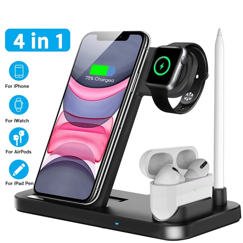 4 in 1 Wireless Charger สําหรับแท่นชาร์จสําหรับ IWatch Charger สําหรับ Airpods หูฟังชาร์จสําหรับ IPa
