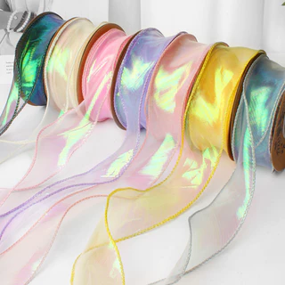 ใหม่ที่มีสีสันหางปลาริบบิ้นดอกไม้ ทําเอง โบว์ช่อบรรจุภัณฑ์ของขวัญคลื่นเส้นด้าย