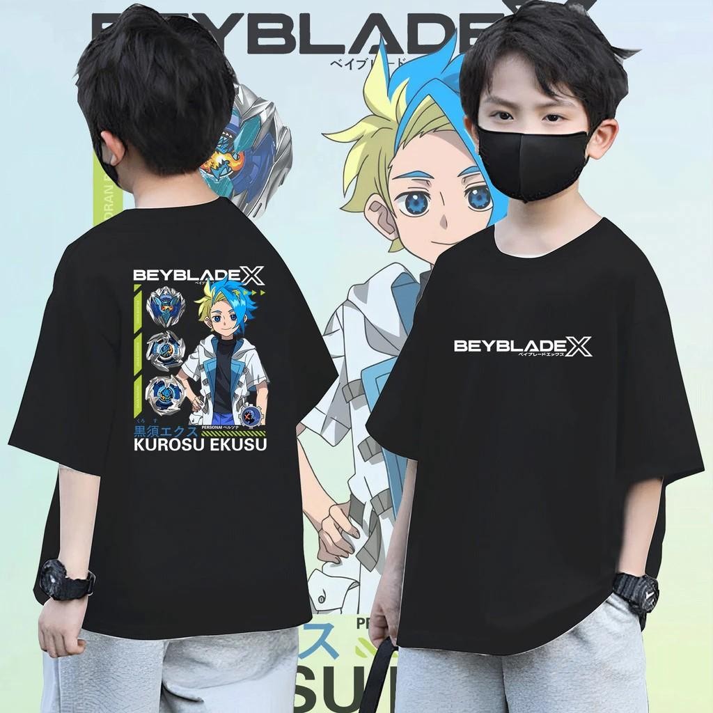 【จัดส่งจากประเทศไทย】NEW!!! เสื้อ เสื้อยืดเด็ก Kurosu Ekusu Jaxon Cross Beyblade X Kaos เสื้อยืดเด็กผ้าฝ้าย 5 สีใหม่ ผ้าC