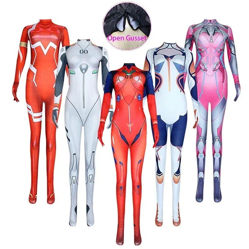อะนิเมะ Zentai Ayanami Rei Jumpsuits คอสเพลย์เครื่องแต่งกาย Unisex Zentai Catsuit สาวฮาโลวีนบอดี้สูท