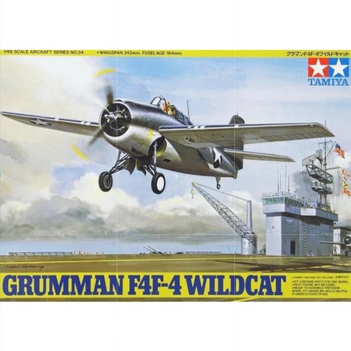 Tamiya 61034 1/48 Scale Model Aircraft Kit USNavy Grumman F4F-4 Wildcat