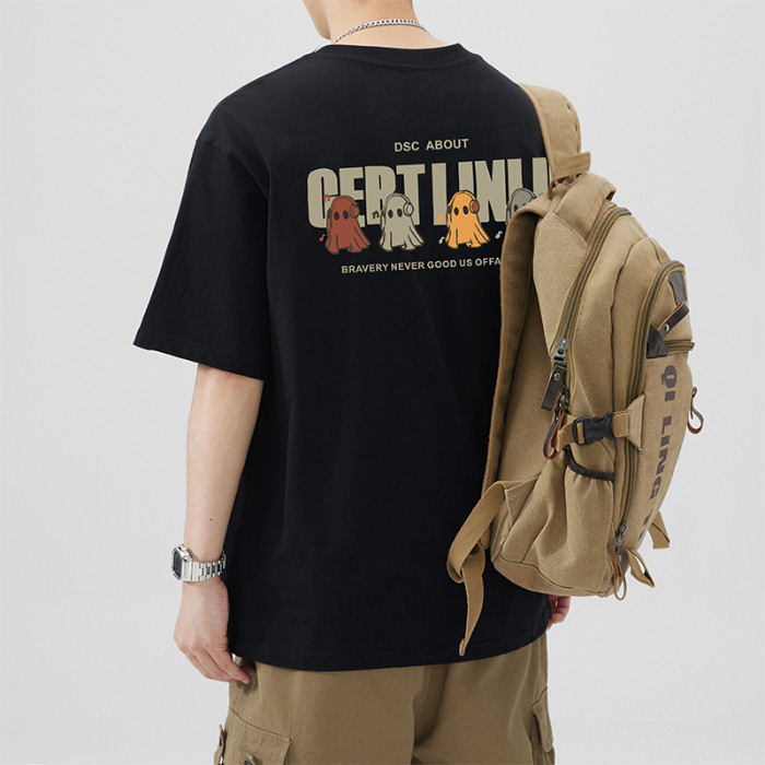 2025 NEW 2025 Real Shot Men's Clothing 100% Cotton T-Shirt 2024 Summer New Trendy Brand Oversize Fiv