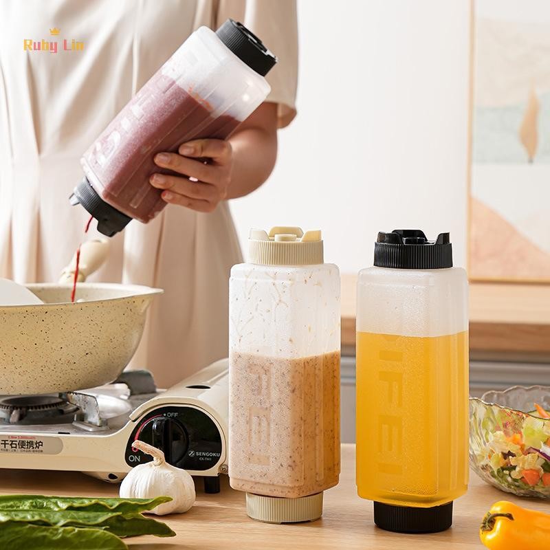 Ruby Lin 720ml ขวดบีบสองหัวเครื่องปรุงรสDispenser ซอสมะเขือเทศซอสมัสตาร์ดและขวดปรุงรสเครื่องครัว Nic