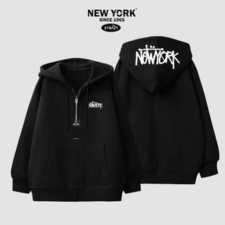 NEWYORK 1965 STREET - งานปักหมวก เสื้อคลุมแขนยาวมีฮู้ด ซิปทอง คุณภาพผ้าคอตตอนวอร์ม ใส่สบาย