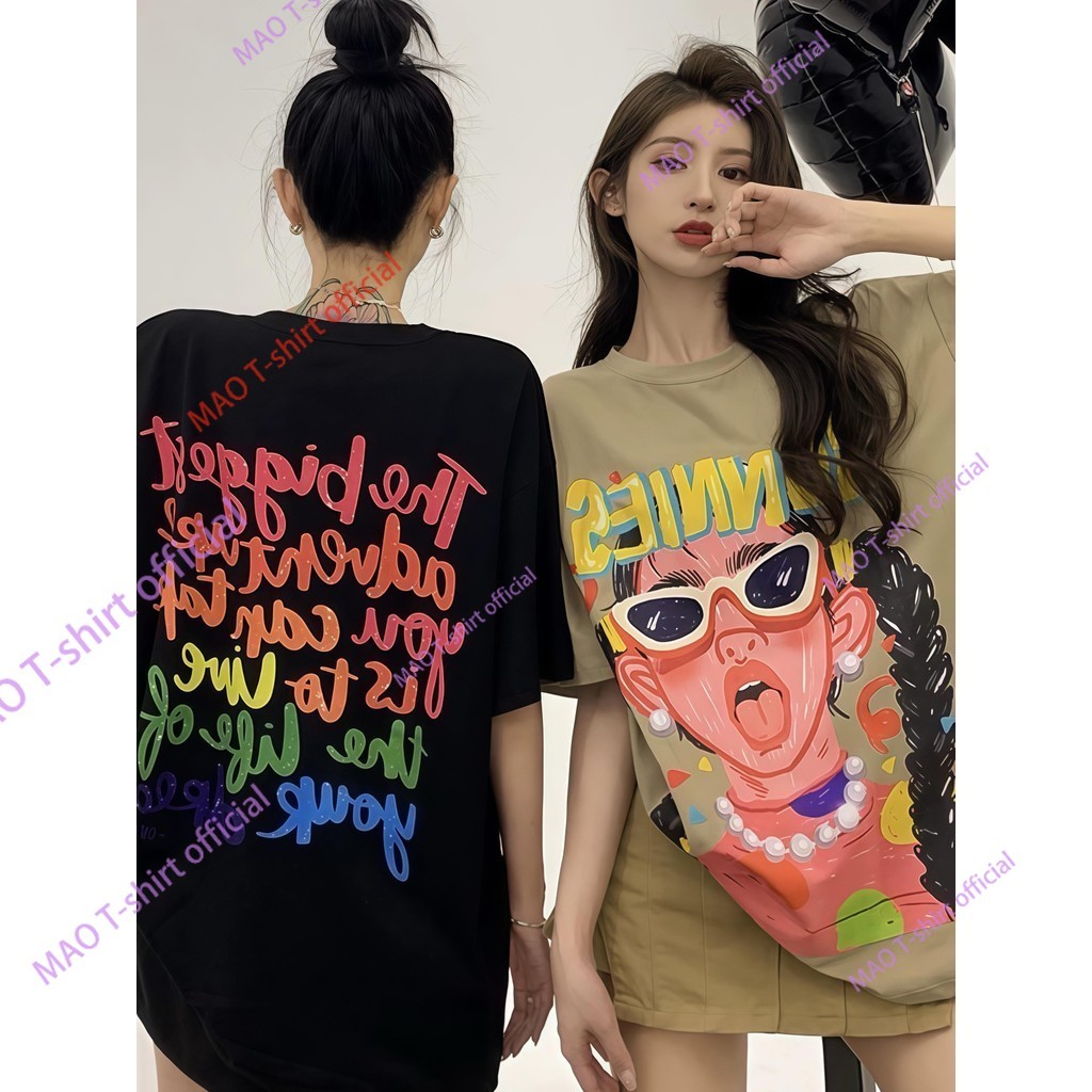 COD✅(จัดส่งในกรุงเทพฯ)MAO Shop เสื้อยืดแขนสั้นพิมพ์ลายแว่นกันแดด Wonhee ผ้าคอตตอน 100% ยูนิเซ็กส์  เสื้อผ้าแฟชั่นผู้หญิง