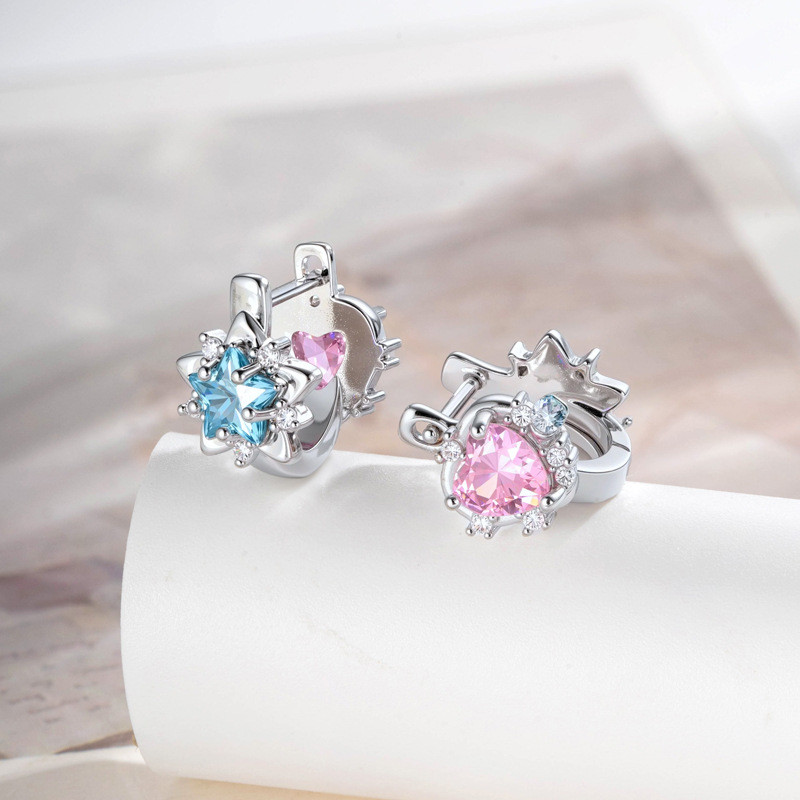 ต่างหูฝังหัวใจ Star Zircon AB สไตล์คลาสสิก สวมใส่ง่ายสำหรับทุกโอกาส ราคา ถูกที่สุด ดีลบีเคเค