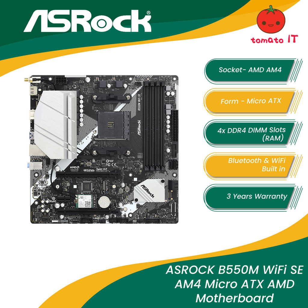 ASROCK B550M WiFi SE AM4 เมนบอร์ด Micro-ATX