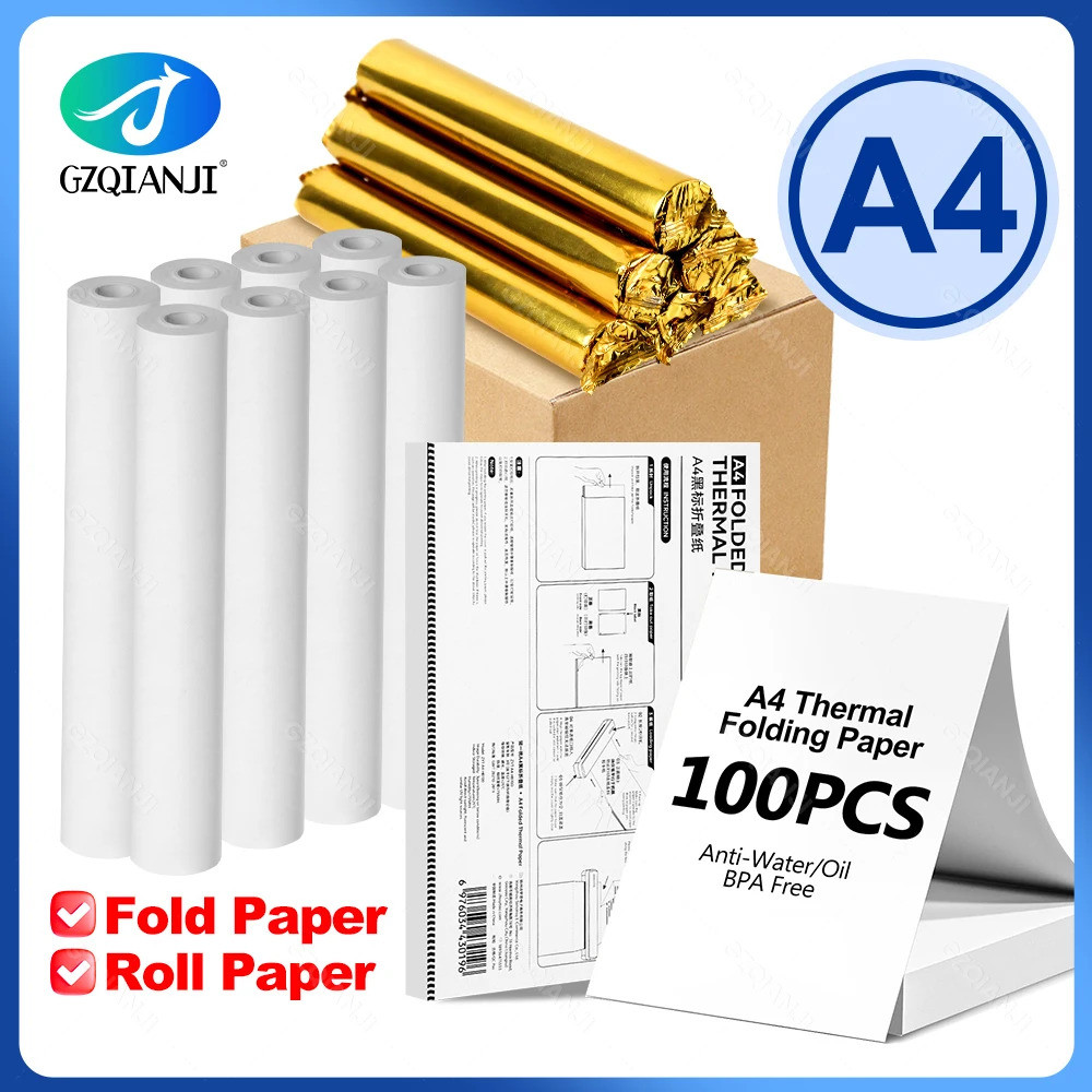 มาใหม่ล่าสุด A4 ม้วนกระดาษความร้อนพับกระดาษ Bpa ฟรีม้วนสีขาวสําหรับ Peripage A40 เครื่องพิมพ์ Gzqian