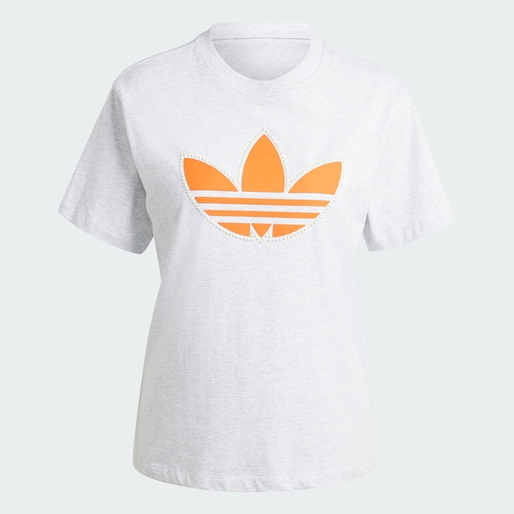adidas ไลฟ์สไตล์ เสื้อยืด Pearl Trefoil ผู้หญิง สีเทา IL2424